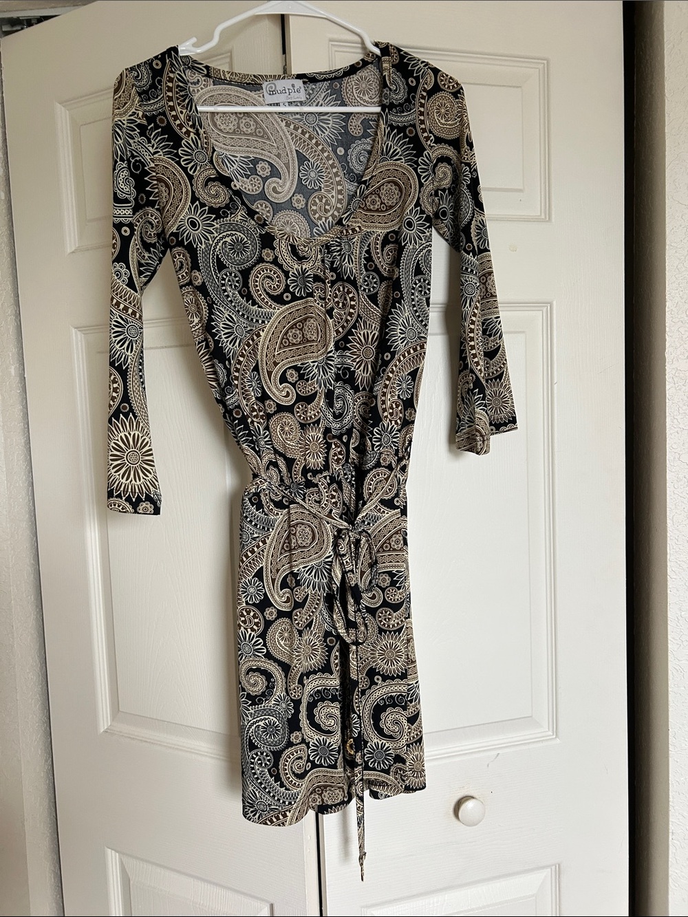 Mudpie Mini Tie-Waist Dress - Black & Beige